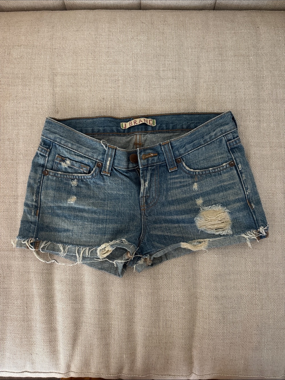 J Brand Distressed Denim Cutoff Shorts - Blue